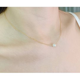 Sparkling necklace 14k layered pearl 6mm layered pearl necklace pink gold 41cm / 반짝이는 목걸이 14k 레이어드 진주 6mm 레이어드 진주 목걸이  핑크골드（pink gold）  41cm