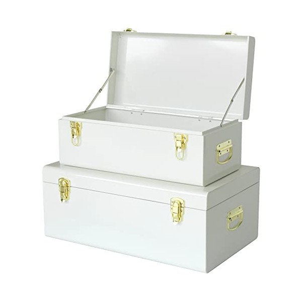 Vixdonos Metal Trunk Decorative Storage Box Set of 2 College