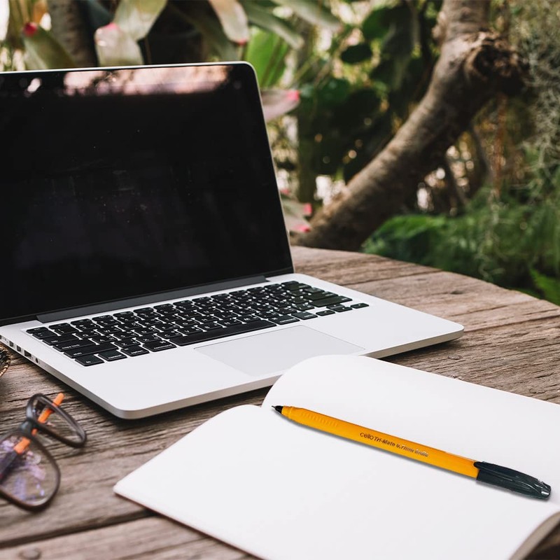 Cello Tri-Mate Orange Ballpoint Pens Medium Point Biro, (Black, Pack