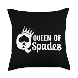 Queen of Spades Design For Women Girl Card Game Spades Lover Throw Pillow