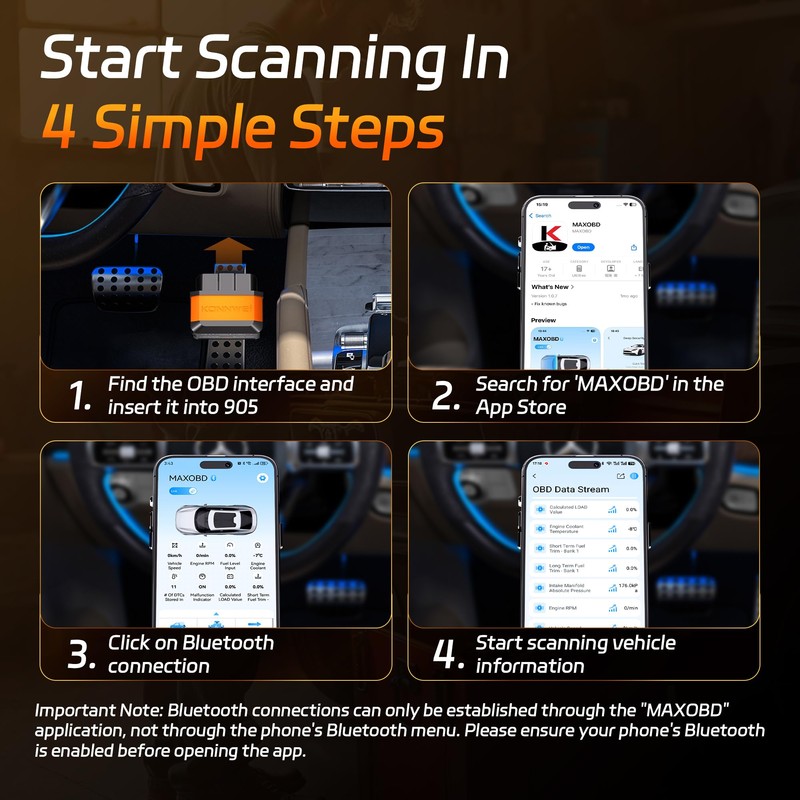 KONNWEI OBD2 Scanner Bluetooth 5.2, Wireless Car Scanner Diagnostic Tool