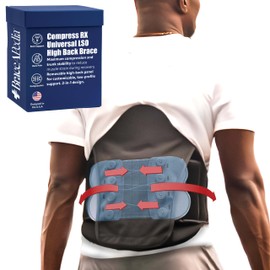 Braceapedia CompressRx Universal LSO High Back Brace for Women & Men - Adjustable 2-in-1 Lumbar Support Belt - Breathable Design Back Brace Support for Stability & Posture, Universal Fit