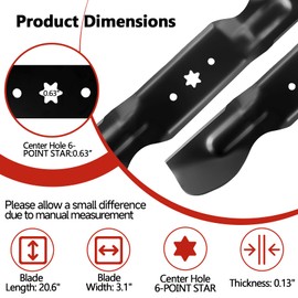 GBAuto ZT2 60 Blades for Cub Cadet 742-05620 Ultima ZT2 60 Inch Deck Lawn Mower Blade Replace 742P056202 742-056202 490-110-C187 Hi Lift Blade Blades Fits 3 Pack