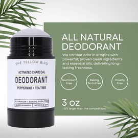Natural Deodorant - Aluminum & Baking Soda Free, For Men & Women, Sensitive Skin Friendly Formula with Activated Charcoal | 3oz | Made in USA
