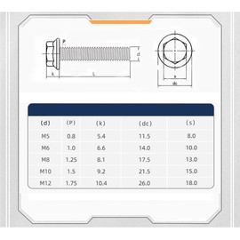 cSeao M8-1.25 x 20mm Flanged Hex Head Bolts Flange Hexagon Screws, Stainless Steel 18-8 (304), Plain Finish, 10 PCS