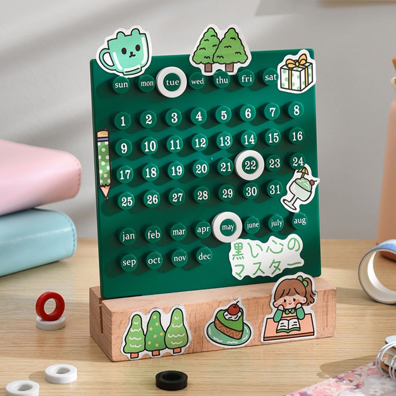 Wooden Kids Calendar DIY Hand Operated Develop Planning Skills Perpetual