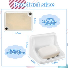 SiliFine 6.75 x 4.7 Inches Milky Vintage Ceramic Soap Dish Retro Ceramic Holder Porcelain Soap Tray for Home Bathtub Bathroom Shower Accessories Easy to Clean