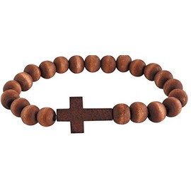 CB Catholic Lenten Beaded Cross Bracelet Wooden Lent Wood Fashion
