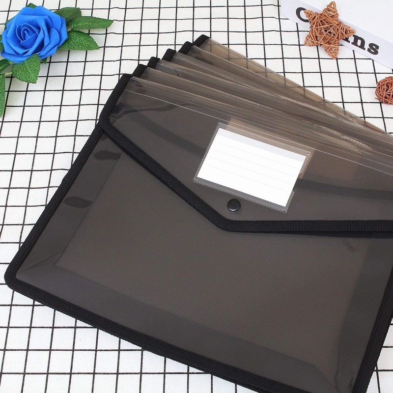 SENENQU 6 Pack A4 Black Plastic Document Folder Waterproof Wallet