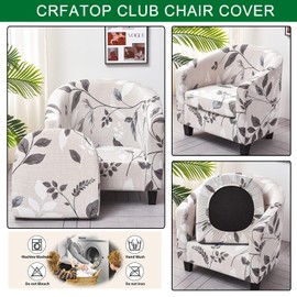 CRFATOP 2 Piece Club Chair Slipcover Stretch Barrel Chair Covers Printed Tub Chair Slipcovers Soft Armchair Sofa Cover Removable Couch Furniture Protector Arm Chair Cover for Living Room,D23
