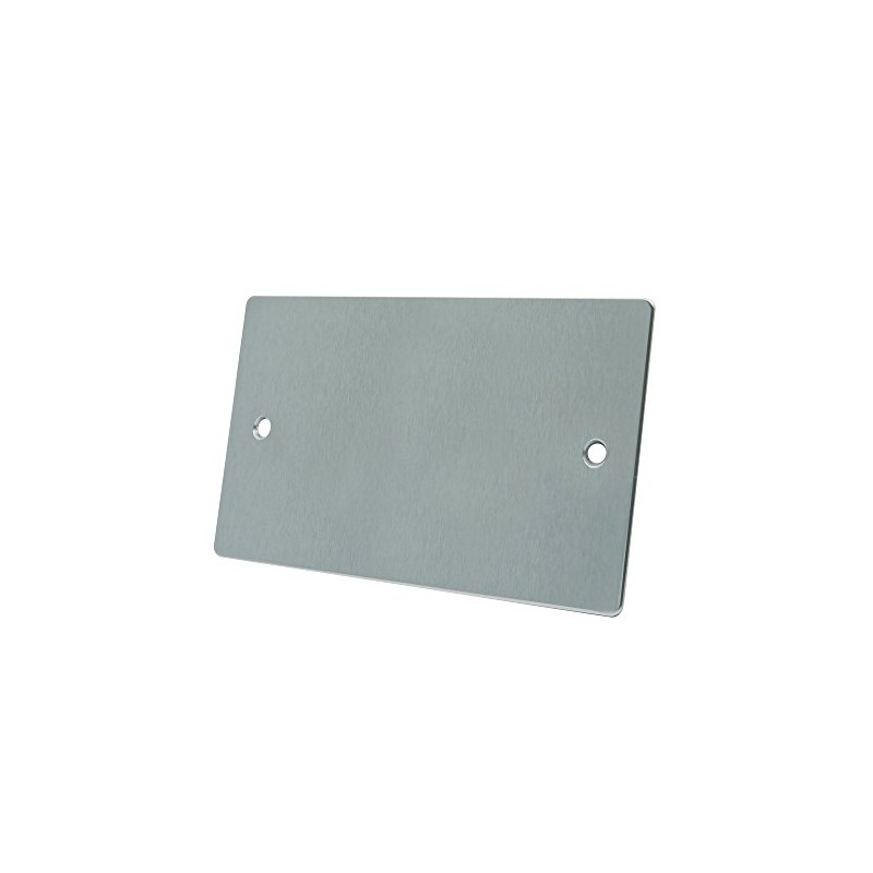 AET FSC2GBP Satin Chrome Flat Double Electrical Blanking Plate 2-Gang,