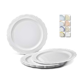 " OCCASIONS " 60 Plates Pack, Disposable Wedding Party Plastic Plates (7.5'' Appetizer/Dessert Plate, Verona in White)