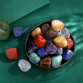 QINJIEJIE 7 Chakra Healing Crystals Bulk Set Tumbled Crystal Stones Polished Gem Reiki Vase Meditation Home Decor Valentine's Day Gifts for Women DIY 0.45 Lbs