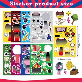 Sprunki Make Your Own Face Stickers for Kids - 24 Sheets Reusable Cartoon Stickers, Classroom Crafts & Party Favours (24pcs Body+Facial Stickers)
