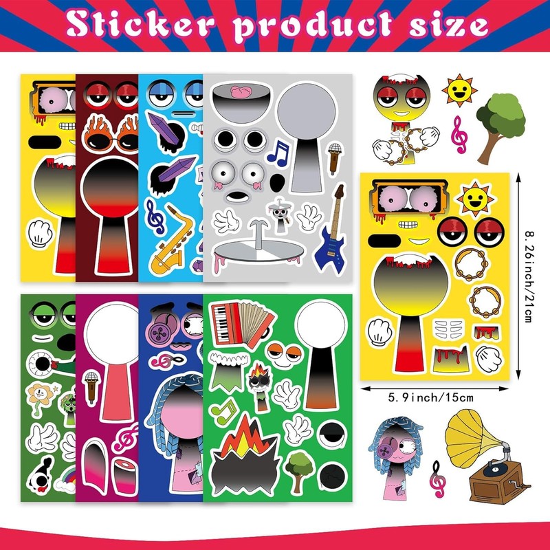 Sprunki Make Your Own Face Stickers for Kids - 24