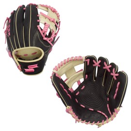SSK Z5 Craftsman Infield Baseball Glove – 11.25” - 11.5” - 11.75” - 12” – Right & Left Hand Throw (Black/Camel/Pink, 11.5" - Right Hand Throw)