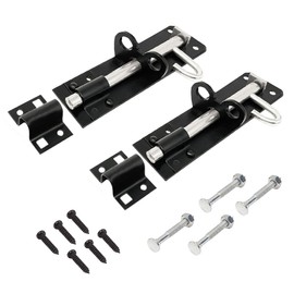onesto Pack of 2 - Gate Bolt Lock Shed Door Lock Heavy Duty Brenton Bolt as Garden Gate Lock Steel Powder Coated for Extra Security, Black (4” (102mm))