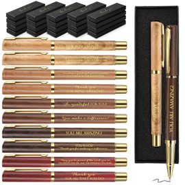 PerKoop 20 Sets Thank You Gifts Inspirational Ballpoint Pen with Boxes Motivational Quote Pen Bulk Appreciation Gift for Teacher Nurse Employee Volunteer Coworker Staff(Brown,Thank You)
