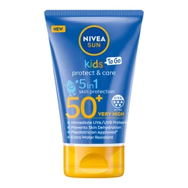 Nivea Sun NIVEA SUN Kids Protect and Care SPF 50+ To Go Lotion (50 ml), wasserfester Sonnenschutz, Sonnencreme für Kinder bietet hochwirksamen UVB- und 5-Sterne-UVA-Schutz
