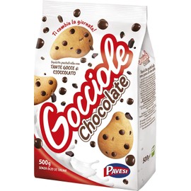 Pavesi: "Gocciole Chocolate" Biscuits with Chocolate drops , no palm oil - 17,6 Oz /500g , (Pack of 3)