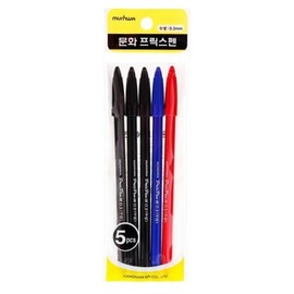 Artbox/OfficeQ Munhwa Frix Pen 5-pack 0.3mm Black 3 Blue 1 Red 1 / 아트박스오피스큐 문화 프릭스펜 5개입 0.3mm 흑색3 청색1 적색1