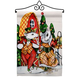 Angeleno Heritage Holiday Mouses Garden Flag Set Wall Hanger Winter Christmas Santa Marry Xmas Present Reindeer Season Wintertime Snow House Decoration Banner Small Yard Gift Double-Sided, Made In USA