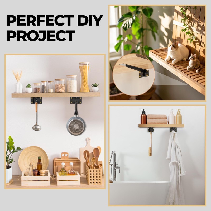 Matutinus Ultra Heavy Duty Shelf Brackets, with Hanging Hook L