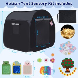 Sensory Tent for Kids with Autism,Pop-up Blackout Play Tent and Sensory Toys,Toddlers Calm Down Corner Kits Indoor with Emotion Cards,Sensory Mats,Activity Board and Felt Sets