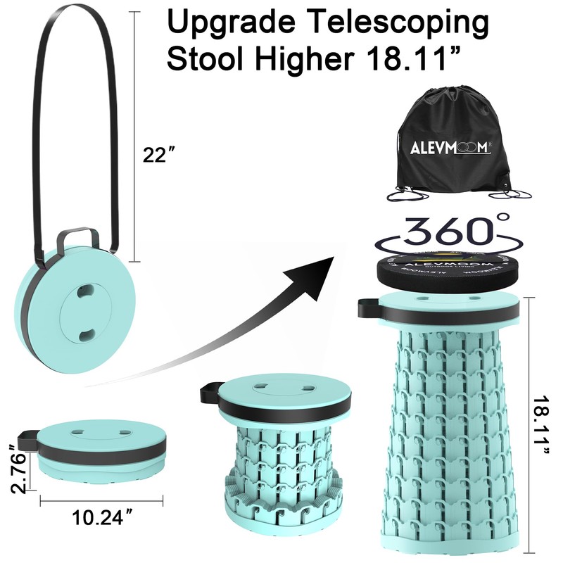 ALEVMOOM Upgraded Collapsible Stool with Cushion & Bag, 18" H