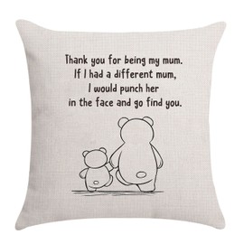 Aocaso Aocaso Mum Cushion Cover Throw Pillow - Mummy & Mom Gifts from Daughter & Son (Thank You for Being My Mum)