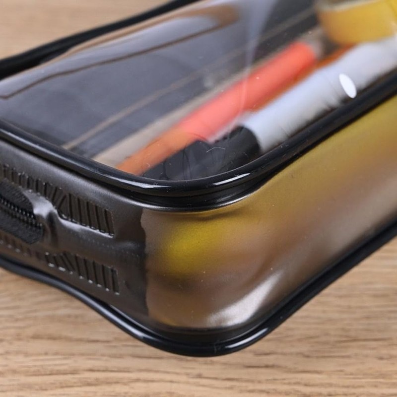 HiChange Clear Pencil Case (Black with Ruler Set)