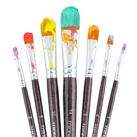 Transon 7pcs Artist Filbert Paintbrush Set for Acrylic Watercolor Gouache Oil and Body Painting