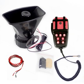 YIYIDA Car Horn Truck Horn 12 V Air Horn Ship Horn Air Horn 130 dB Alarm Horn 7-Tone Car Horn Red Light and Black Car Siren with Mic PA Speaker System Police Siren for 12 V Car Truck etc