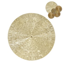 Tissting Metall Wanddeko Gold 24cm Runde 3D Stereo Blätter Skulptur Wand Dekoration Nordischer Stil Modernes Deko Wandkunst Wandbehang für Schlafzimmer, Wohnzimmer