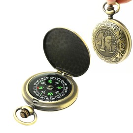Retro Zinc Alloy Compass - Classic Portable Marching Compass with Fluorescent Indicator for Hiking, Camping, Riding - Survival Equipment and Tools - Gift Idea