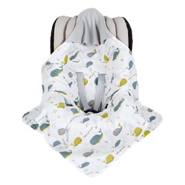 Mama Poppins Germany Swaddling Blanket with Favourite Person Lettering Made of 100% Organic Cotton 90 x 90 cm Cuddly Blanket for Prams Baby Seat Universal Baby Blanket Double-Sided Muslin and Waffle