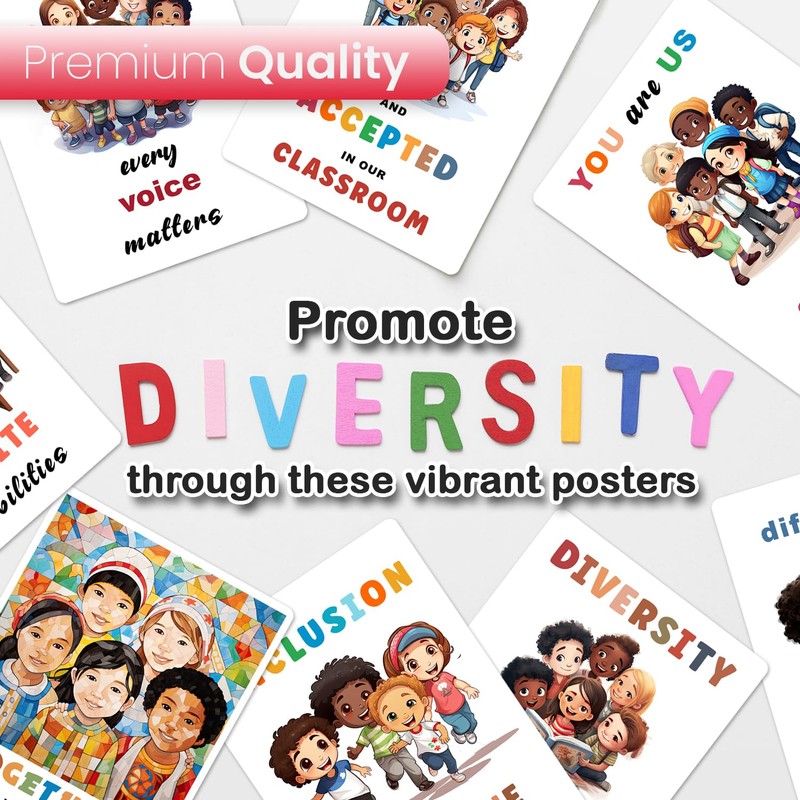 bqw Diversity Posters for Classroom Decor - 11x17 Inch Inclusion