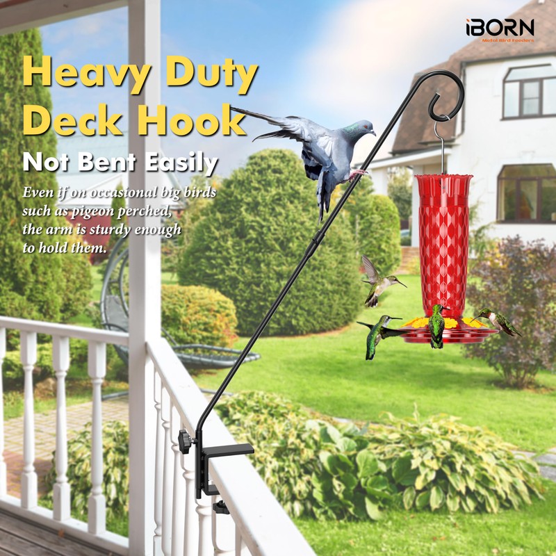 iBorn Deck Hook for Bird Feeder, Hummingbird Feeder Hanger for