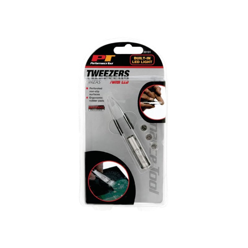 Performance Tool 20191 Tweezers with LED Light,