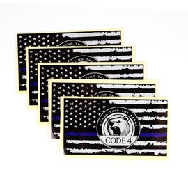 American Thin Blue Line Sticker - Car & Laptop Decal - Patriotic Police Symbol, CODE 4:_10pcs-new