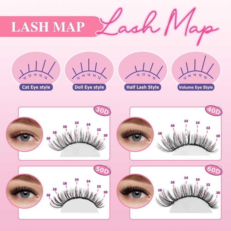 Crislashes V02 Eyelash Extensions Set, 480 Pieces, 10-18 mm, Cluster