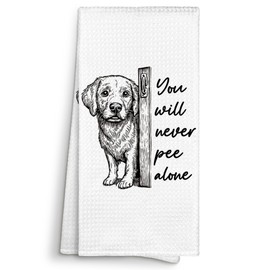 Sviojuce Funny Golden Retriever Bathroom Hand Towels Decor 16x24, You Will Never Pee Alone Bathroom Decor Towel Decorative Gifts for Dog Lovers Toilet, Golden Retriever Kitchen Towel