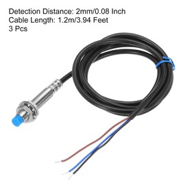 sourcing map M8 Approach Sensor Inductive Proximity Sensor Switch NC Normally Close NPN 2mm Detection Distance, DC 6-36V LJ8A3-2-Z/AX, 3.9ft, 3Pcs