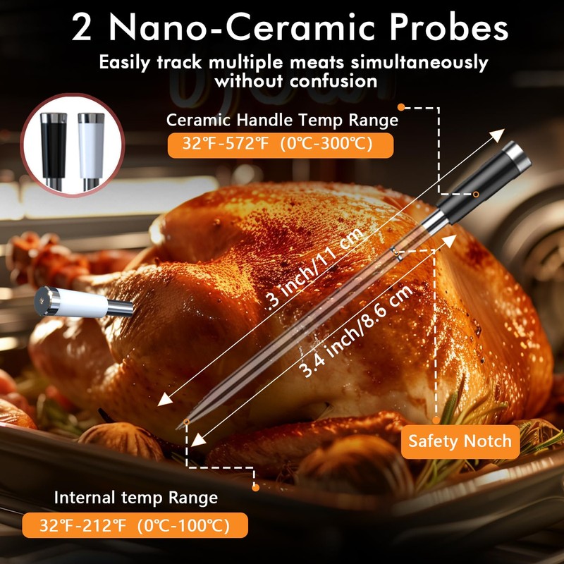 Wireless Bluetooth Smart Meat Thermometer: Standalone Base, Smart Thermometer with