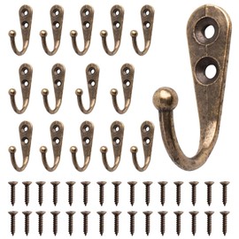 Sivono Key Hooks, Pack of 15 Small Coat Hooks, Bronze Coat Hooks, Vintage Coat Hooks with Screws, Vintage Coat Hooks, Mini Hat Hooks, Garden Hooks for Keys, Bags