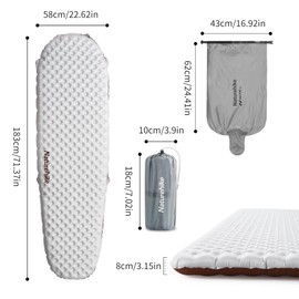 Naturehike 5.8 R Value Camping Sleeping Mat 4 Seasons Ultralight Self-Inflating Sleeping Mat Air Mattress Durable with Inflatable Bag
