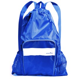 Athletico Bolsa de natación de malla – Bolsa de malla para piscina con compartimentos húmedos y secos para natación, la playa, camping y más (azul)