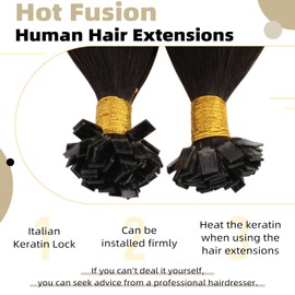 Ugeat Human Hair Extensions Flat Tip 16 Inch Keratin Hair Extensions Real Human Hair #2/6/12 Dark Brown to Medium Brown with Light Brown Balayage Hair Extensions Flat Tip Human Hair Extensions