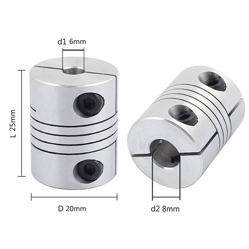 Boxonly Shaft Coupling 6mm to 8mm Bore Coupler Connector Joint
