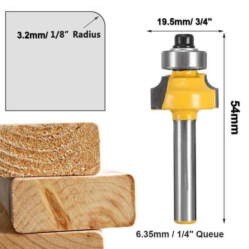 Gasea 4pcs 1/4" Shank Round Over Router Bits Corner Rounding
